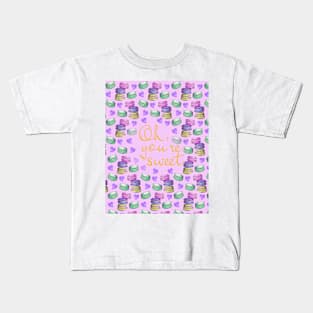 Oh Youre Sweet Macaron Dreams Watercolour Gold Purple Kids T-Shirt